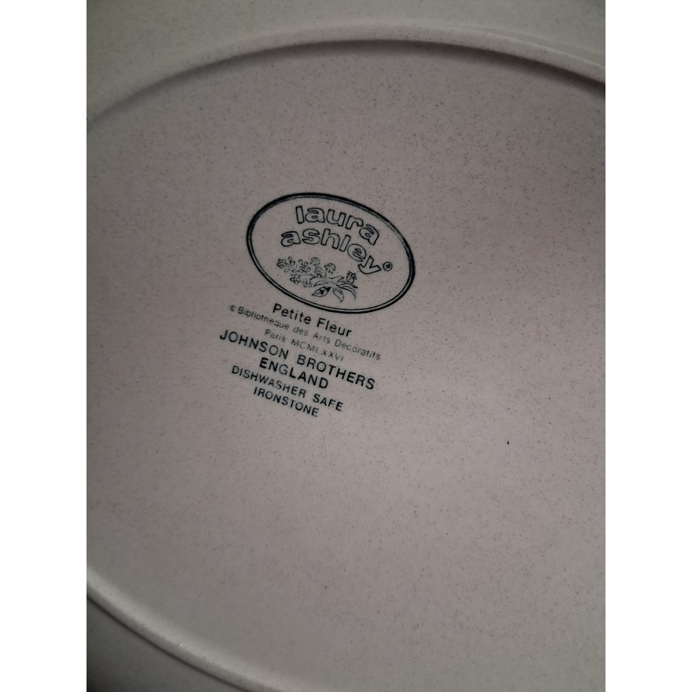 Laura Ashley Petite Fleur Johnson Brothers England Blue Floral Ironstone Platter - Picture 3 of 4